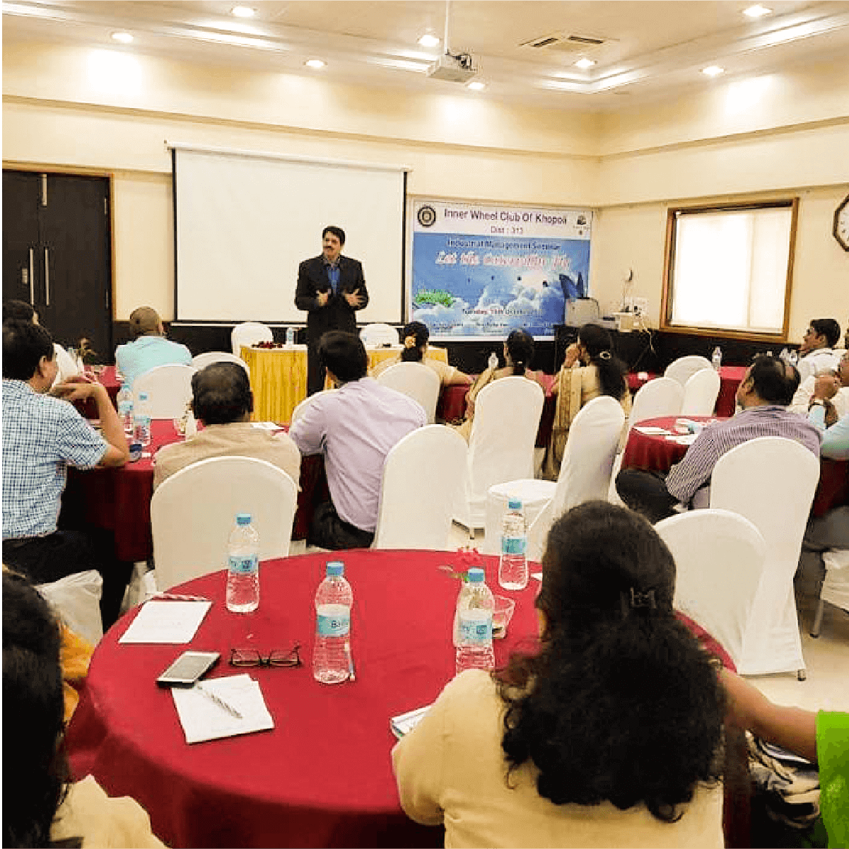 Amit Jadhav delivering a keynote speech at a seminar